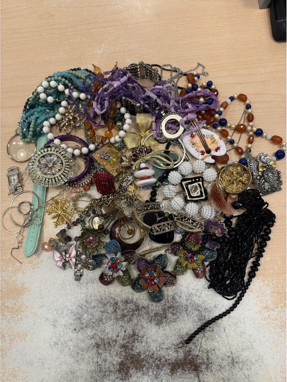 3 Pound Lot Craft Jewelry Pins, Earrings, Necklaces, Bracelets Over 50 Pieces